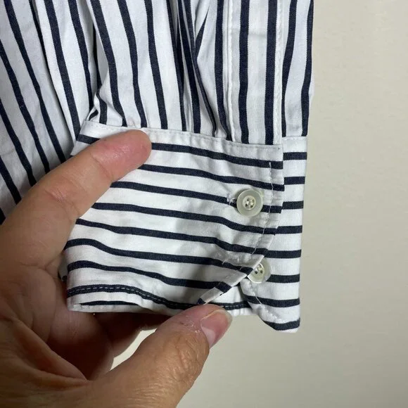 J Crew Women's Haberdashery Stripe Button-Up Shirt Black & White Small - Picture 4 of 6